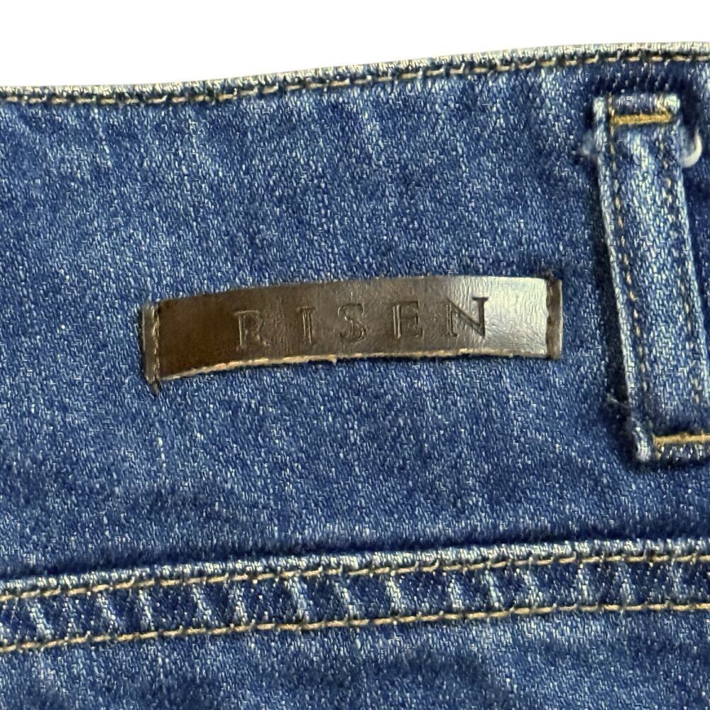 Risen Womens Size 28/7 Button Fly High Rise Cropped Fringe Wide Leg Blue Jeans - Picture 12 of 12